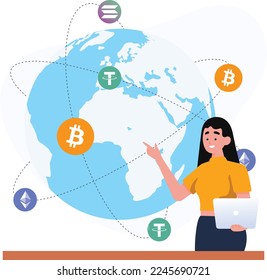 Concepto de cadena de cifrado con monedas