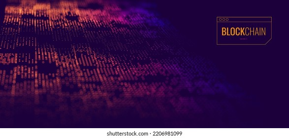 Crypto Blockchain Data Background. Blockchain Grid Abstract Vector Background. Technology of Future Banner Design.