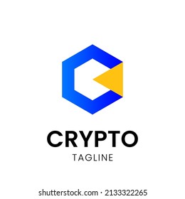 Crypto blockchain logo design. Letter C modern crypto logo vector template.