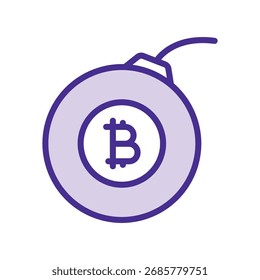 Icono de línea de duotono de Crypto Bomb, Vector, píxel perfecto, archivo de ilustración 