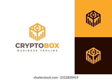 crypto box hexagon logo vector