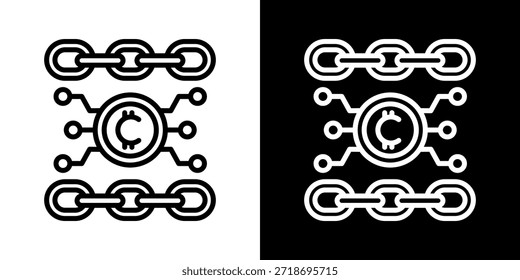 Krypto-Brücke Symbol der Linie schwarz-weiß Stil