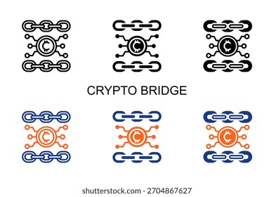 Crypto Bridge Icon Multi Style Vector Illustration