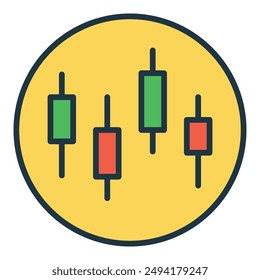 Crypto Candlestick Charts in Circle vector Technical Analysis concept colored icon or sign