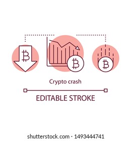 Crypto cash concept icon. Digital asset idea thin line illustration. Stock market analyzing. Financial transaction. Cryptocurrency trading. Vector isolated outline drawing. Editable stroke