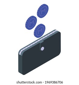 Icono de cifrado de efectivo. Isometric del icono del vector de Crypto cash para el diseño web aislado en fondo blanco