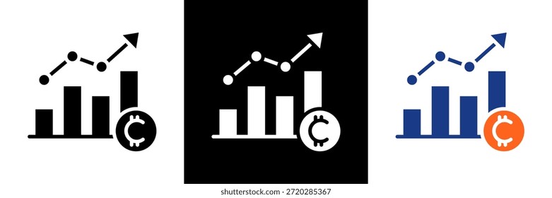 Conjunto de iconos de gráfico criptográfico Ilustración vectorial de glifos
