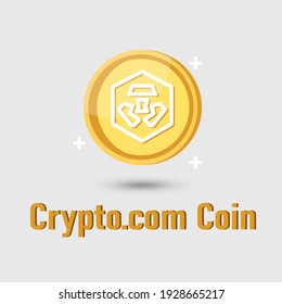 Crypto.com Coin (CRO) cryptocurrency icon. Gold Crypto.com coin cryptocurrency. Illustration for logo adaptation design web site mobile app, EPS10.