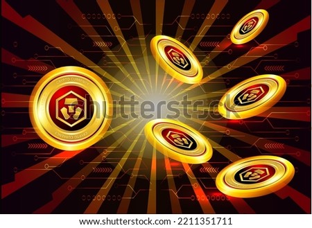Crypto.com coin cryptocurrency flying illustration for trading background