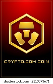 Crypto.com coin cryptocurrency golden icon 3d poster