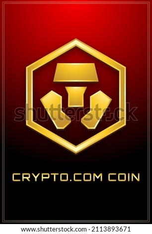 Crypto.com coin cryptocurrency golden icon 3d poster
