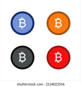 Opciones multicolores de diseño de monedas criptográficas. Juego de bitcoines físicos de criptodivisa.