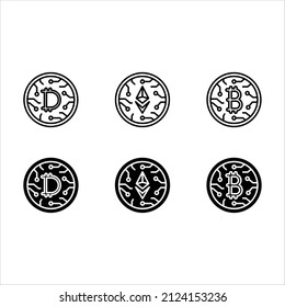Icono de la moneda de cifrado, formato eps 10