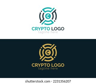 Crypto coin logo design vector templates 