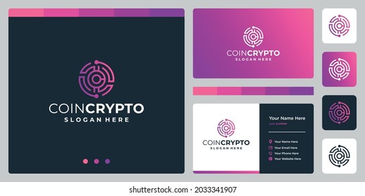 Crypto Coin Logo Template With Initial Letter C. Vector Digital Money Icon, Block Chain, Financial Symbol.