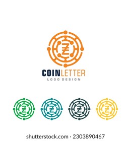 Crypto-Münze Logo-Vektorgrafik der Buchstaben-Z-Technologie digitales Geldsymbol Symbol Mining-Symbol Clip Art