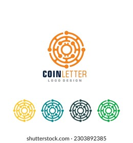 Crypto coin Logo vector of letter O technology digital money icon currency symbol mining sign clipart