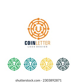 Moneda criptográfica Logo vector de la letra U dinero digital icono moneda símbolo de moneda símbolo de minería de señales clipart