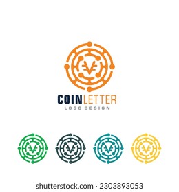 Crypto coin Logo vector of letter V digital money business icon currency symbol mining sign clipart