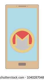 crypto coin monero on  a screen phone, color  vector icon 