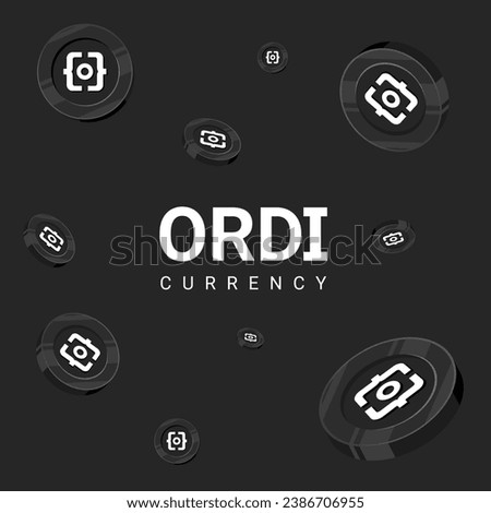 Crypto coin ordinary ORDI flying. Vector cryptocurrency money. Vector illustration blockchaine