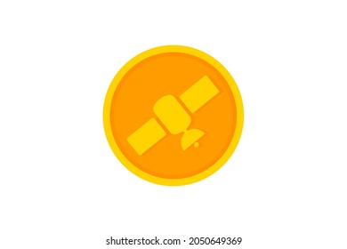 crypto coin with satellite for space research icon logo vector