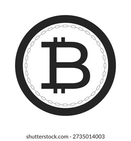 Crypto coin symbol 2D black filled object. Digital currency. Cryptocurrency. Tech currency. Modern finance. Electronic money bitcoin isolated clipart vector ink item. Monochrome spot illustration