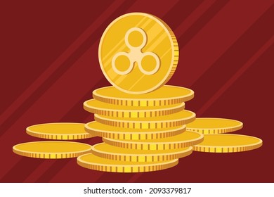 Crypto coin vector illustration. Cryptocurrency physical coins set. Cryptocurrency icon set. Bitcoin, Ethereum, Litecoin, etc.