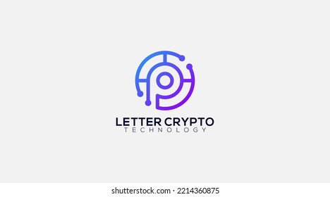 Crypto coin vector logo design template with initial letter P