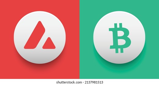 Crypto coins Avalanche (AVAX) and Bitcoin Cash (BCH). Cryptocurrency based on block chain technology. Altcoin vector decentralized finance theme. Can be used for comparison and infographics template