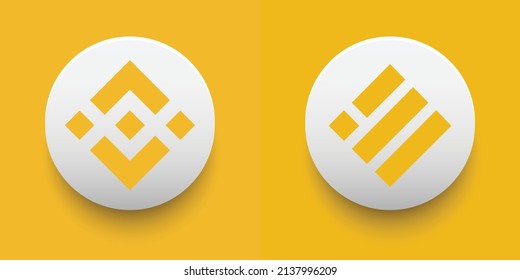 Crypto coins Binance Coin (BNB) and Binance USD (BUSD). Cryptocurrency based on block chain technology. Altcoin vector decentralized finance theme. Can be used for comparison and infographics template