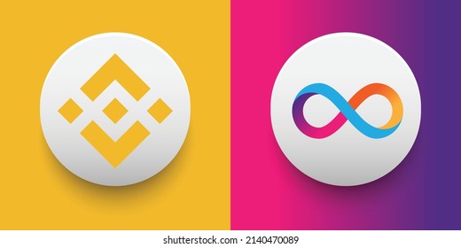 Monedas de criptografía Moneda de binancia (BNB) e Internet Computer (ICP). Criptodivisa basada en tecnología de cadena de bloques. Tema de financiación descentralizada de vectores de Altcoin. Se puede usar para comparación e infografía