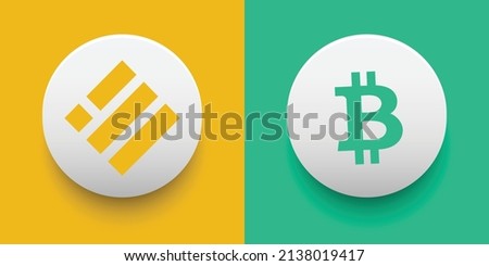 Crypto coins Binance USD (BUSD) and Bitcoin Cash (BCH). Cryptocurrency based on block chain technology. Altcoin vector decentralized finance theme. Can be used for comparison and infographics 