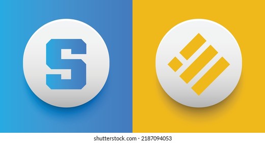 Monedas de criptografía La caja de arena (ARENA) y Binance USD (BUSD). Criptodivisa basada en tecnología de cadena de bloques. Tema de financiación descentralizada de vectores de Altcoin. Se puede utilizar para la plantilla de comparación e infografía