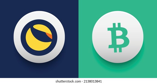 Crypto coins Terra (LUNA) and Bitcoin Cash (BCH). Cryptocurrency based on block chain technology. Altcoin vector decentralized finance theme. Can be used for comparison and infographics template