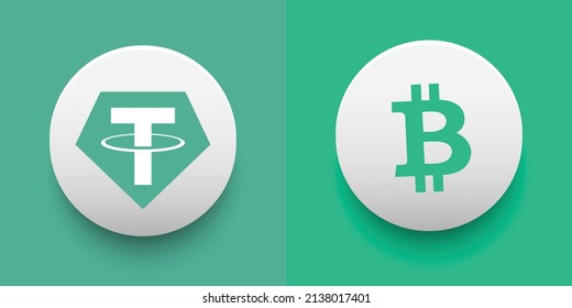 Crypto coins Tether (USDT) and Bitcoin Cash (BCH). Cryptocurrency based on block chain technology. Altcoin vector decentralized finance theme. Can be used for comparison and infographics template