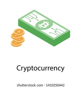 
Crypto concept, isometric icon of  cryptocurrency 
