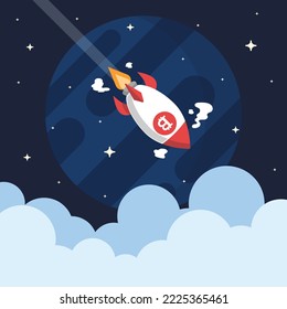 Crypto Crash flat design. Bitcoin price collapse. Crypto loss. Cryptocurrency investment high risk. Crypto market drop. Vector Illustration