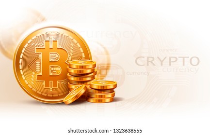 Crypto currency background with bitcoins