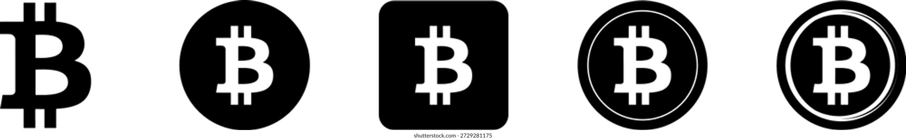 Moneda criptográfica, bitcoin, logotipo de moneda de bits. Símbolo de Bitcoin. Iconos planos del bitcoin del Vector del diseño, muestras de la moneda criptográfica moderna aislada en fondo transparente.