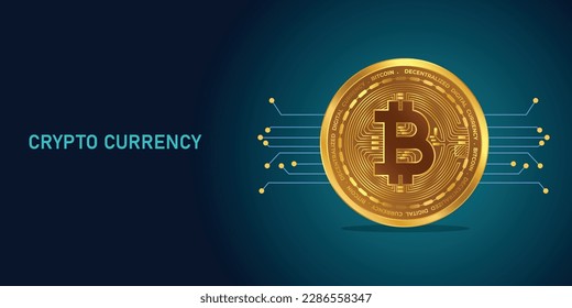 Crypto currency, Bitcoin Crypto .Bitcoin currency. Crypto coin with dark Background and technology lines. International stock exchange Bitcoin uptrend