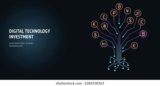 Crypto currency, Bitcoin Crypto .Bitcoin currency. Crypto coin with dark Background and technology lines. International stock exchange Bitcoin uptrend