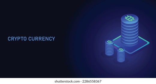 Crypto currency, Bitcoin Crypto .Bitcoin currency. Crypto coin with dark Background and technology lines. International stock exchange Bitcoin uptrend