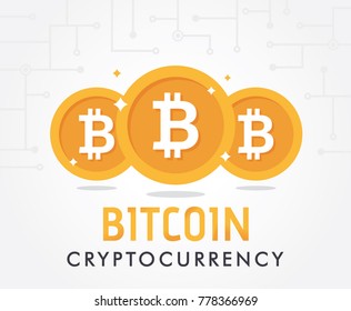 Crypto currency bitcoin. Digital bitcoin mining vector concept on white background. Currency criptography mining finance coin illustration