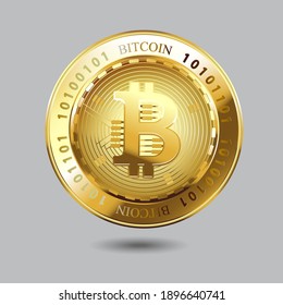 Crypto currency Bitcoin on isolated Background. Vector Illustration