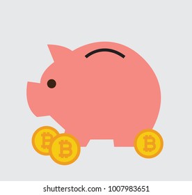 crypto currency, bitcoin, piggy bank