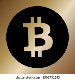 Crypto currency black bitcoin Vector illustration.