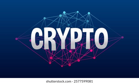 Crypto currency. Blockchain technology. Virtual money for business, finance, digital global trade, payment, exchange. Vector blue pink gradient triangle pattern