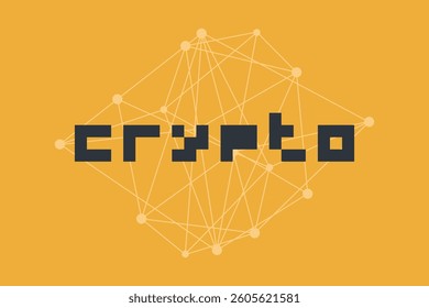 Crypto currency. Blockchain technology. Virtual money for business, finance, digital global trade, payment, exchange. Vector network pattern. Yellow gray illustration