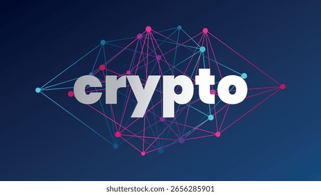 Criptomoneda. Tecnología blockchain. Dinero virtual para negocios, finanzas, comercio global digital, pago, intercambio. Patrón de triángulo de gradiente rosa azul Vector